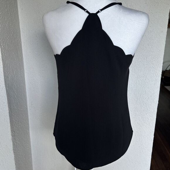 J. Crew Mercantile Scalloped Racerback Cami Tank Top Black Lined Size 2 - Picture 3 of 10